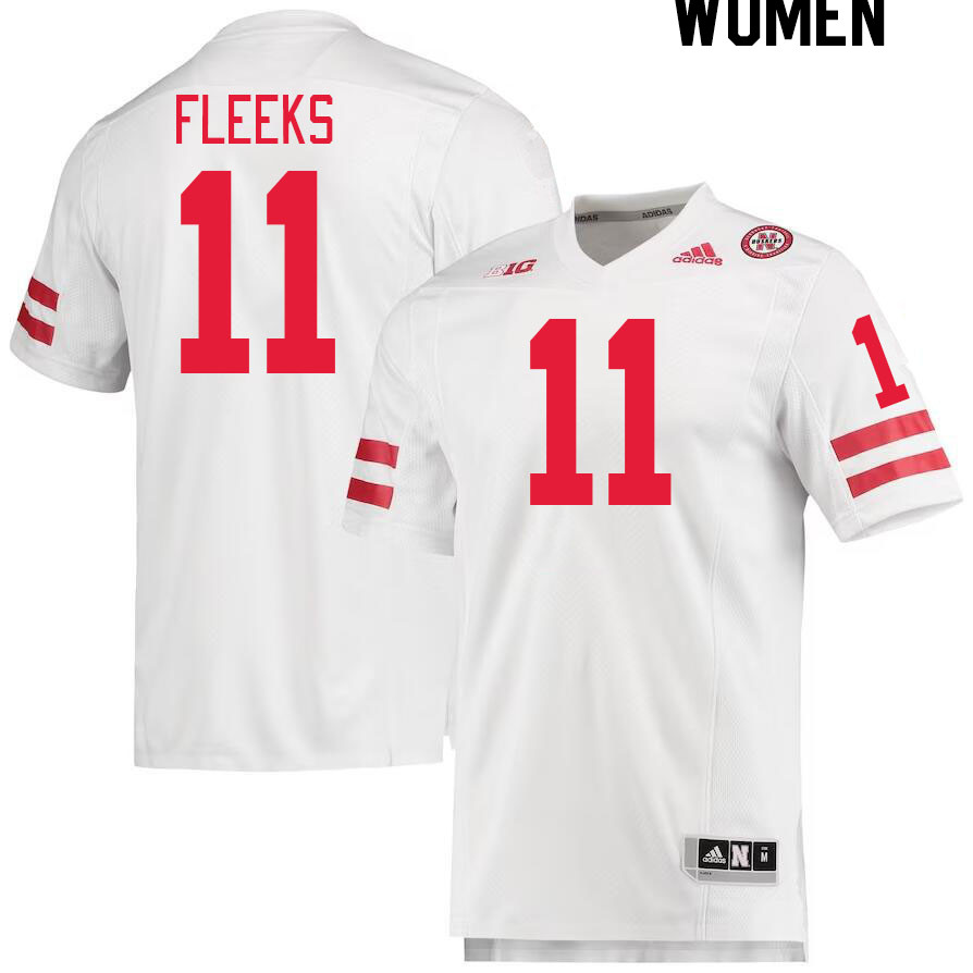 Women #11 Joshua Fleeks Nebraska Cornhuskers College Football Jerseys Stitched Sale-White